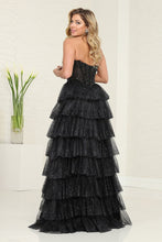 Load image into Gallery viewer, LA Merchandise LA8142 Plunging Neck Beaded Ruffle Prom Evening Gown - - Dress LA Merchandise