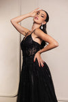 Load image into Gallery viewer, Wholesale Long Gala Dress V-Neck Sequin A-Line Formal Gown By LA8143