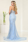 Load image into Gallery viewer, LA Merchandise LA8144 Wholesale Sheath Gown with Rhinestones, Embroidery, and High Slit