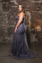 Load image into Gallery viewer, LA Merchandise LA8144 Wholesale Sheath Gown with Rhinestones, Embroidery, and High Slit