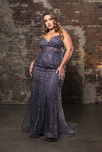 Load image into Gallery viewer, LA Merchandise LA8144 Wholesale Sheath Gown with Rhinestones, Embroidery, and High Slit