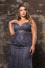 Load image into Gallery viewer, LA Merchandise LA8144 Wholesale Sheath Gown with Rhinestones, Embroidery, and High Slit