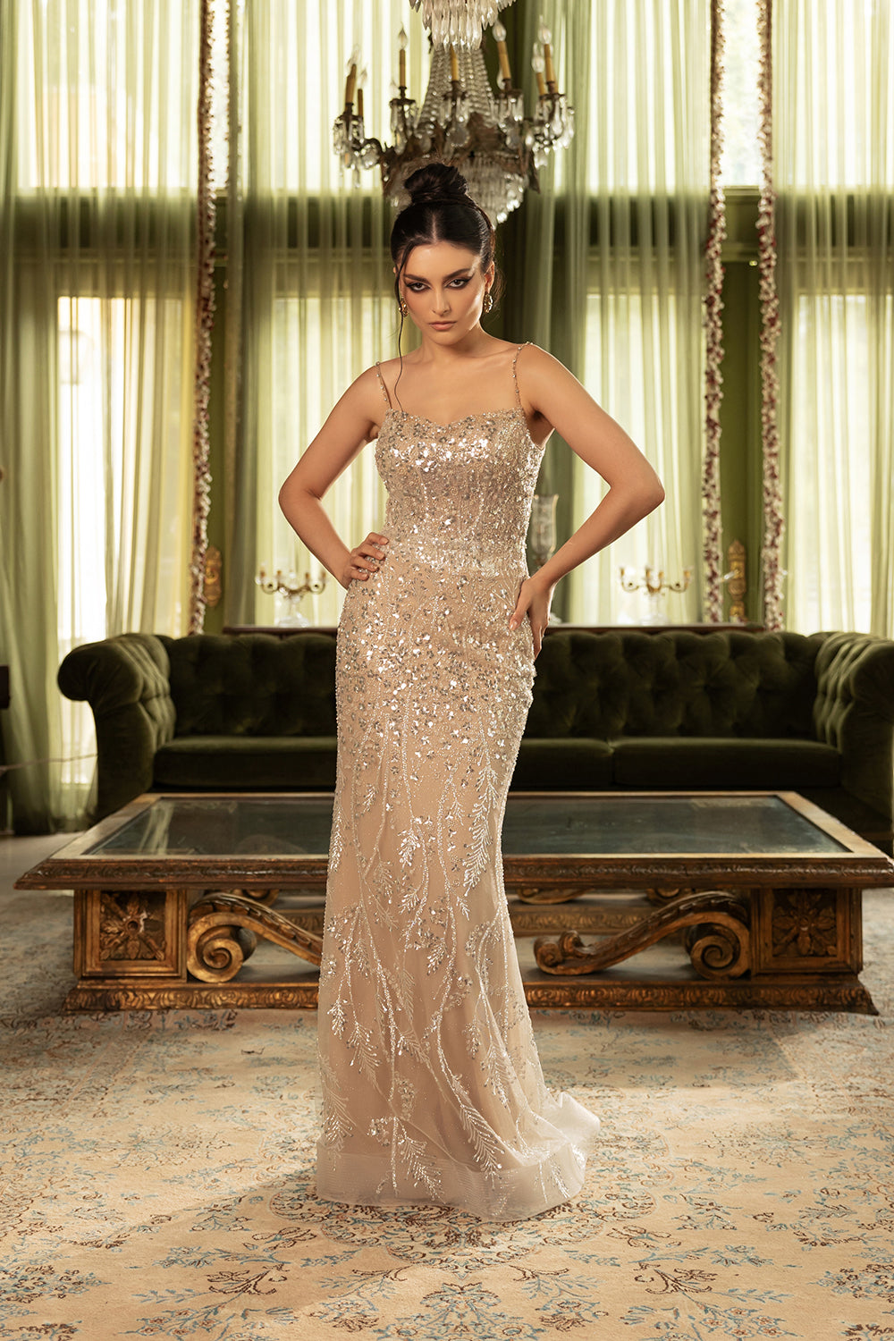 Wholesale Long Prom Dress Sleeveless Beaded Evening Gown By LA8146
