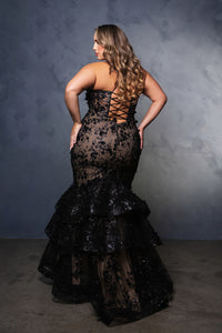 Wholesale Formal Dress Plunging V-Neck Beaded Prom Gown By LA8148