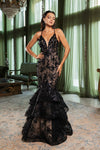 Load image into Gallery viewer, Wholesale Formal Dress Plunging V-Neck Beaded Prom Gown By LA8148 - BLACK NUDE - Dress LA Merchandise