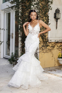 Wholesale Wedding Dress Plunging V-Neck Sequin Bridal Gown By LA8148