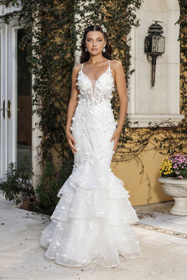 Wholesale Wedding Dress Plunging V-Neck Sequin Bridal Gown By LA8148