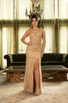 Load image into Gallery viewer, Wholesale Mother Of The Bride Dress V-Neck Sleeveless Gown By LA8154 - CHAMPAGNE NUDE - Dress LA Merchandise