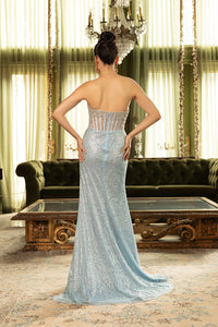 Wholesale Evening Dress Strapless Sequin Mesh Prom Gown By LA8155