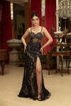 Load image into Gallery viewer, Wholesale Long Evening Dress Sleeveless Sequin Sheath Gown By LA8160 - BLACK NUDE - Dress LA Merchandise