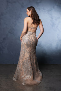Wholesale Long Evening Dress Sleeveless Sequin Sheath Gown By LA8160