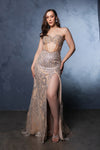Load image into Gallery viewer, Wholesale Long Evening Dress Sleeveless Sequin Sheath Gown By LA8160 - CHAMPAGNE NUDE - Dress LA Merchandise
