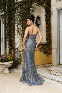 Wholesale Long Evening Dress Sleeveless Sequin Sheath Gown By LA8160