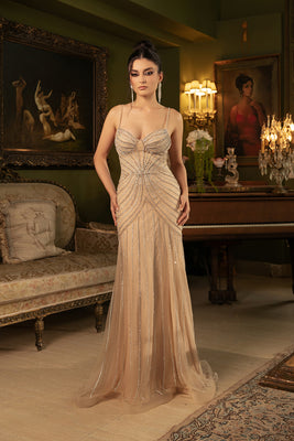 Wholesale Red Carpet Dress Sleeveless Mid Open Back Gown By LA8164