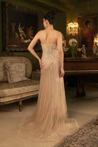 Wholesale Red Carpet Dress Sleeveless Mid Open Back Gown By LA8164