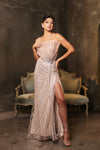 Load image into Gallery viewer, Wholesale Long Evening Dress Strapless High Slit Prom Gown By LA8172