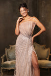 Load image into Gallery viewer, Wholesale Long Evening Dress Strapless High Slit Prom Gown By LA8172
