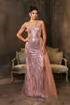 Load image into Gallery viewer, Wholesale Long Prom Dress Asymmetric Sheer Sides Gala Gown By LA8177 - ROSEGOLD - Dress LA Merchandise