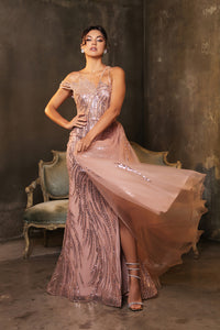 Wholesale Long Prom Dress Asymmetric Sheer Sides Gala Gown By LA8177