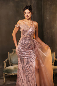 Wholesale Long Prom Dress Asymmetric Sheer Sides Gala Gown By LA8177