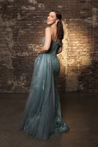 Wholesale Long Prom Dress Asymmetric Sheer Sides Gala Gown By LA8177