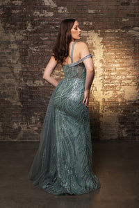 Wholesale Long Prom Dress Asymmetric Sheer Sides Gala Gown By LA8177