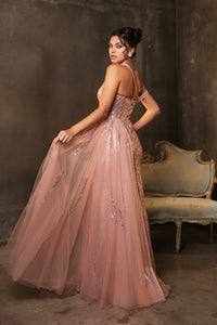 Wholesale Long Prom Dress Asymmetric Sheer Sides Gala Gown By LA8177