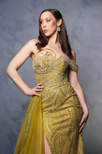 Wholesale Red Carpet Dress Side Drape A-Line Long Gala Gown By LA8178