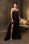 Load image into Gallery viewer, Wholesale Red Carpet Dress Side Drape A-Line Long Gala Gown By LA8178B - BLACK - Dress LA Merchandise
