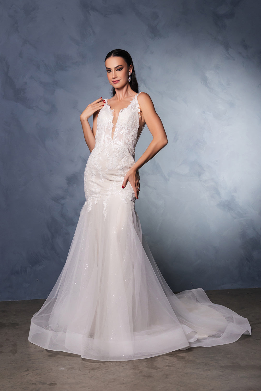 Wholesale Engagement Dress V-Neck Mermaid Sequin Bridal Gown By LA8181