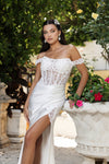 Load image into Gallery viewer, Wholesale Wedding Dress Sleeveless Ruched High Slit Gown By LA8183