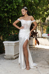 Load image into Gallery viewer, Wholesale Wedding Dress Sleeveless Ruched High Slit Gown By LA8183