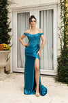 Load image into Gallery viewer, Wholesale Evening Dress Sleeveless Ruched High Slit Gown By LA8183 - - Dress LA Merchandise