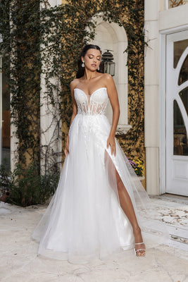 Wholesale Long Wedding Dress Strapless A-Line Bridal Gown By LA8184