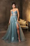Load image into Gallery viewer, Wholesale Long Formal Dress Strapless Corset A-Line Gown By LA8184 - SAGE - Dress LA Merchandise