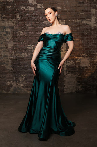Wholesale Long Evening Dress Ruched Mermaid Sleeveless Gown By LA8189B