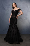 Load image into Gallery viewer, Wholesale Evening Dress Off The Shoulder Feather Prom Gown By LA8190B - BLACK NUDE - Dress LA Merchandise