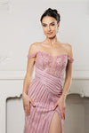 Load image into Gallery viewer, LA Merchandise LA8195 Off-Shoulder Beaded High Slit Evening Gown - - Prom Dress LA Merchandise