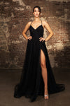 Load image into Gallery viewer, Wholesale Formal Dress V-Neck Spaghetti Strap Prom Gown By LA8196 - BLACK - Dress LA Merchandise
