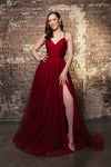 Load image into Gallery viewer, Wholesale Formal Dress V-Neck Spaghetti Strap Prom Gown By LA8196 - WINE - Dress LA Merchandise