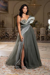 Load image into Gallery viewer, Wholesale Couture-Inspired Evening Gown with Beaded Bodice and Flowing Tulle Skirt by LA8203 - OLIVE - Prom Dress LA Merchandise