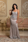 Load image into Gallery viewer, Wholesale Fitted Evening Gown with Embellished Sheer Bodice by LA8206