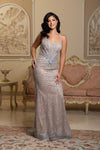 Load image into Gallery viewer, Wholesale Fitted Evening Gown with Embellished Sheer Bodice by LA8206