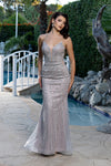 Load image into Gallery viewer, Wholesale Beaded Mesh Evening Gown Deep V-Neck Formal Prom Dress with Sheer Skirt &amp; Lace-Up Back by LA8210