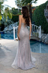 Load image into Gallery viewer, Wholesale Beaded Mesh Evening Gown Deep V-Neck Formal Prom Dress with Sheer Skirt &amp; Lace-Up Back by LA8210