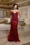 Load image into Gallery viewer, Wholesale Beaded Mesh Mermaid Gown Strapless Illusion Bodice, Lace-Up Back, Formal Prom &amp; Gala Dress by LA8211