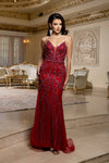 Load image into Gallery viewer, Wholesale Beaded Mesh Mermaid Gown Strapless Illusion Bodice, Lace-Up Back, Formal Prom &amp; Gala Dress by LA8211
