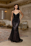 Load image into Gallery viewer, Wholesale Beaded Mermaid Gown with Spaghetti Straps &amp; Corset Back Prom Dress by LA8212 - BLACK NUDE - Prom Dress LA Merchandise