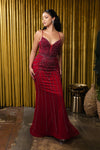 Load image into Gallery viewer, Wholesale Beaded Mermaid Gown with Spaghetti Straps &amp; Corset Back Prom Dress by LA8212 - - Prom Dress LA Merchandise