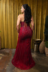 Load image into Gallery viewer, Wholesale Beaded Mermaid Gown with Spaghetti Straps &amp; Corset Back Prom Dress by LA8212 - - Prom Dress LA Merchandise